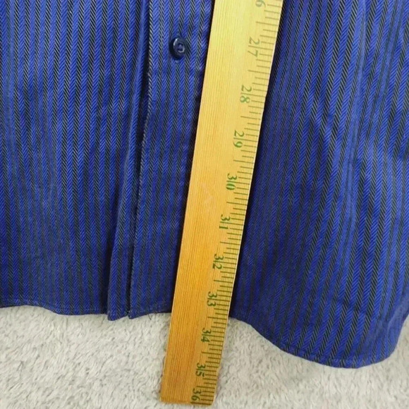 Bugatchi Uomo Mens XXL Blue Striped Long Sleeve Button-Up Shirt 17PT - Picture 3 of 7